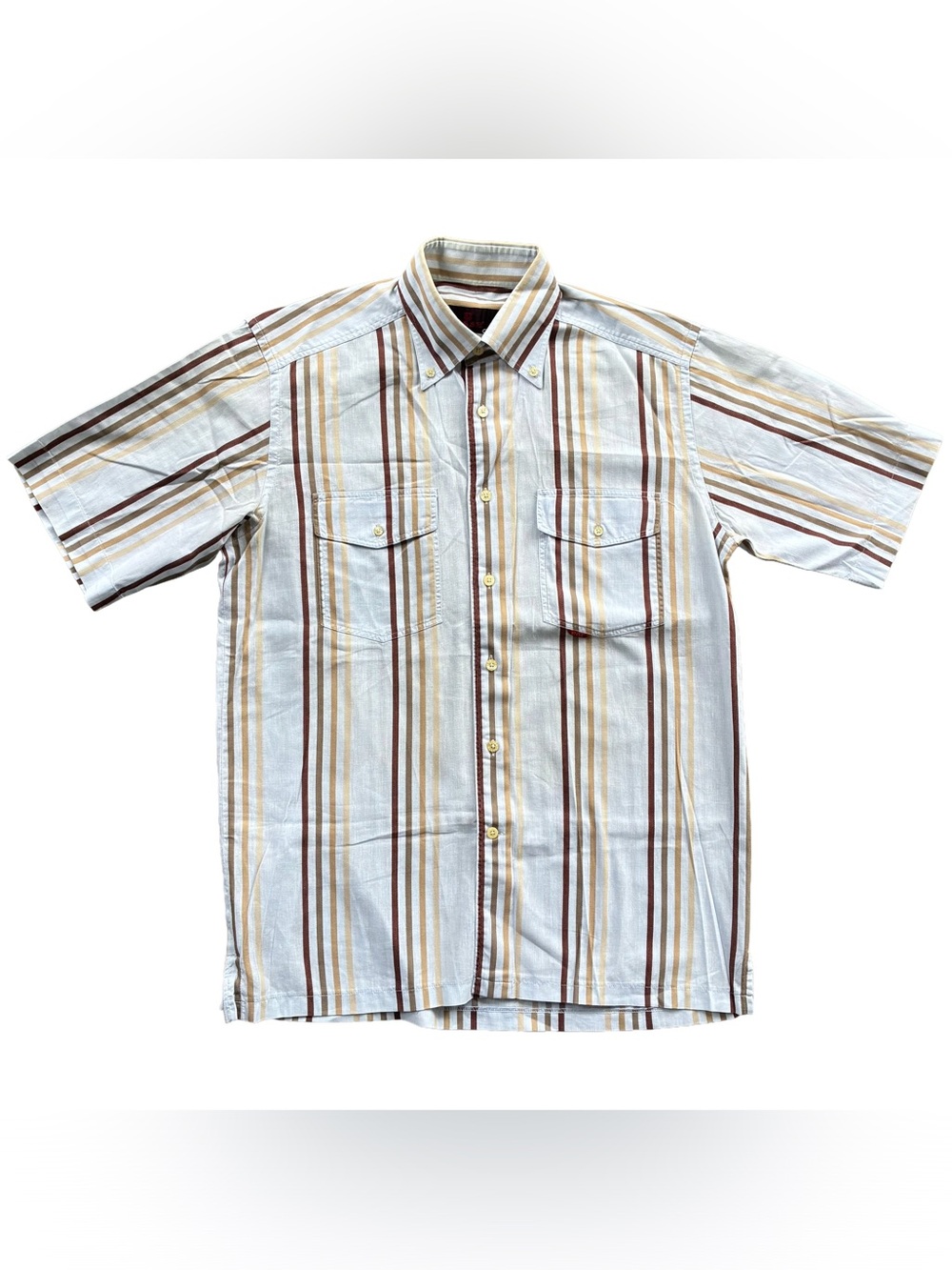 Men’s Vacation Shirt Striped Short Sleeve Button-Down Imported | Size Medium